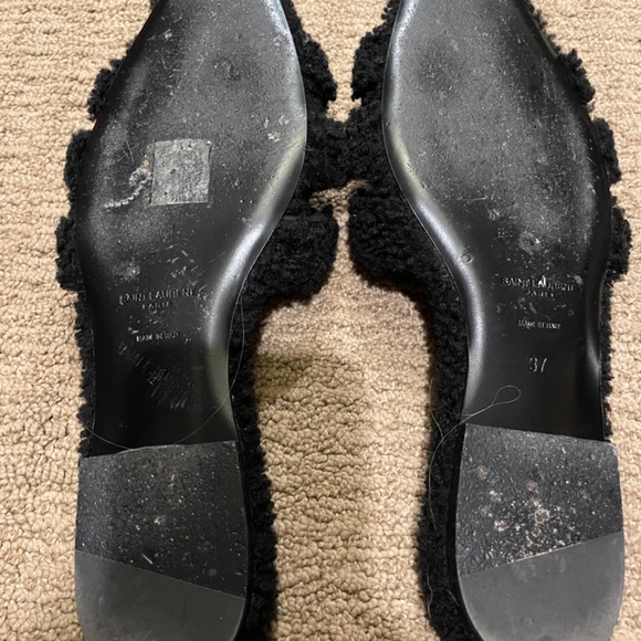 Saint Laurent Tribute Shearling Slides - Picture 2 of 2